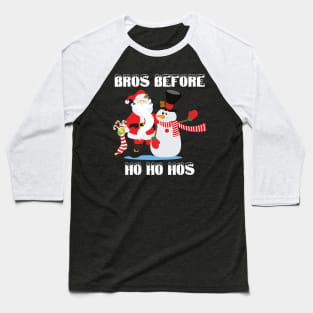 Santa and Frosty, Bros Before Ho Ho Hos This Christmas Baseball T-Shirt